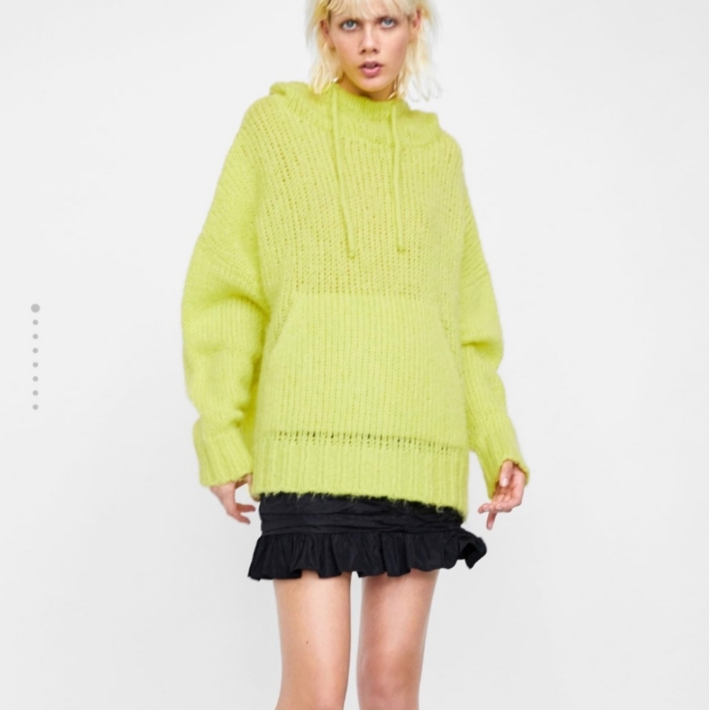 Neon Green Oversized Zara Pullover Sweater